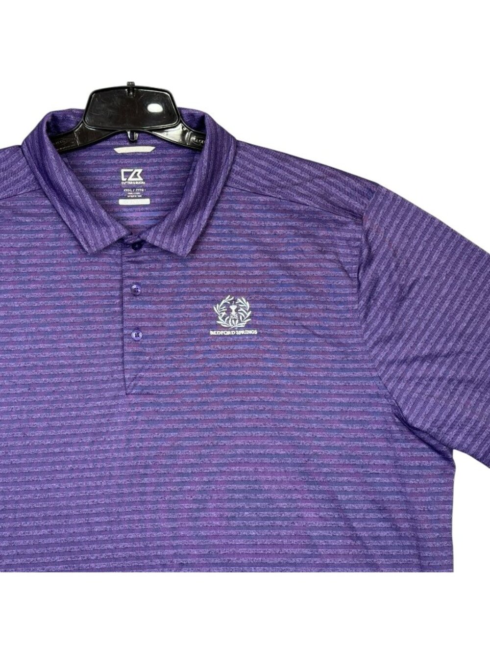 Bedford Springs Polo Shirt Mens 3XL Purple Striped Omni Cutter & Buck Golf
